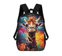 sinyumoney 3D Printed 17inch Outdoor Casual Daypack Cute Travel Kids School Backpack Colorful Giraffe Art Print Fashion Casual Children Bags for Boys Elementary School