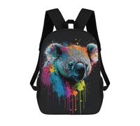 sinyumoney 3D Printed 17inch Outdoor Casual Daypack Cute Travel Kids School Backpack Colorful Koala Art Print Fashion Casual Children Bags for Boys Elementary School