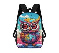 sinyumoney 3D Printed 17inch Outdoor Casual Daypack Cute Travel Kids School Backpack Colorful Owl Art Print-7 Fashion Casual Children Bags for Boys Elementary School