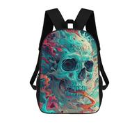 sinyumoney 3D Printed 17inch Outdoor Casual Daypack Cute Travel Kids School Backpack Colorful Skull Art Print Fashion Casual Children Bags for Boys Elementary School