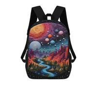 sinyumoney 3D Printed 17inch Outdoor Casual Daypack Cute Travel Kids School Backpack Cosmic Embroidery Art Fashion Casual Children Bags for Boys Elementary School