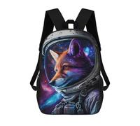 sinyumoney 3D Printed 17inch Outdoor Casual Daypack Cute Travel Kids School Backpack Cosmic Fox Astronaut Art Print-3 Fashion Casual Children Bags for Boys Elementary School