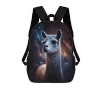 sinyumoney 3D Printed 17inch Outdoor Casual Daypack Cute Travel Kids School Backpack Cosmic Llama Portrait-7 Fashion Casual Children Bags for Boys Elementary School