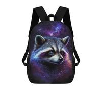 sinyumoney 3D Printed 17inch Outdoor Casual Daypack Cute Travel Kids School Backpack Cosmic Raccoon Art Print-12 Fashion Casual Children Bags for Boys Elementary School