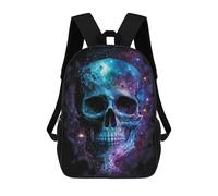 sinyumoney 3D Printed 17inch Outdoor Casual Daypack Cute Travel Kids School Backpack Cosmic Skull Art Print-1 Fashion Casual Children Bags for Boys Elementary School