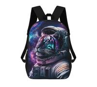sinyumoney 3D Printed 17inch Outdoor Casual Daypack Cute Travel Kids School Backpack Cosmic Tiger Astronaut Fashion Casual Children Bags for Boys Elementary School