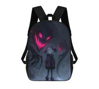 sinyumoney 3D Printed 17inch Outdoor Casual Daypack Cute Travel Kids School Backpack Creepy Girl with Shadow Monster Fashion Casual Children Bags for Boys Elementary School