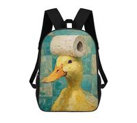 sinyumoney 3D Printed 17inch Outdoor Casual Daypack Cute Travel Kids School Backpack Duck with Toilet Paper on Head-1 Fashion Casual Children Bags for Boys Elementary School