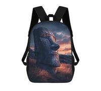 sinyumoney 3D Printed 17inch Outdoor Casual Daypack Cute Travel Kids School Backpack Easter Island Statue Sunset-1 Fashion Casual Children Bags for Boys Elementary School