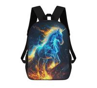 sinyumoney 3D Printed 17inch Outdoor Casual Daypack Cute Travel Kids School Backpack Electric Fire Unicorn Art Print Fashion Casual Children Bags for Boys Elementary School