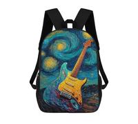 sinyumoney 3D Printed 17inch Outdoor Casual Daypack Cute Travel Kids School Backpack Electric Guitar in Starry Night Fashion Casual Children Bags for Boys Elementary School