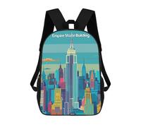 sinyumoney 3D Printed 17inch Outdoor Casual Daypack Cute Travel Kids School Backpack Empire State Building Fashion Casual Children Bags for Boys Elementary School