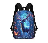 sinyumoney 3D Printed 17inch Outdoor Casual Daypack Cute Travel Kids School Backpack Enchanted Forest Deer-8 Fashion Casual Children Bags for Boys Elementary School
