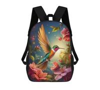 sinyumoney 3D Printed 17inch Outdoor Casual Daypack Cute Travel Kids School Backpack Enchanted Hummingbird Fashion Casual Children Bags for Boys Elementary School