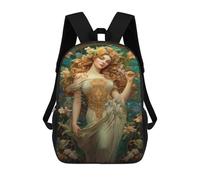 sinyumoney 3D Printed 17inch Outdoor Casual Daypack Cute Travel Kids School Backpack Fantasy Floral Goddess Art Print Fashion Casual Children Bags for Boys Elementary School