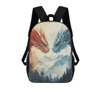 sinyumoney 3D Printed 17inch Outdoor Casual Daypack Cute Travel Kids School Backpack Fire And Ice Dragons Fashion Casual Children Bags for Boys Elementary School