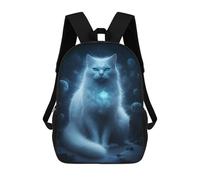 sinyumoney 3D Printed 17inch Outdoor Casual Daypack Cute Travel Kids School Backpack Galactic Cat Fantasy Art Print Fashion Casual Children Bags for Boys Elementary School