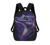sinyumoney 3D Printed 17inch Outdoor Casual Daypack Cute Travel Kids School Backpack Galactic Crocodile Art Print-8 Fashion Casual Children Bags for Boys Elementary School