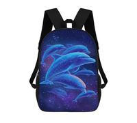 sinyumoney 3D Printed 17inch Outdoor Casual Daypack Cute Travel Kids School Backpack Galactic Dolphins Fashion Casual Children Bags for Boys Elementary School