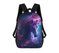 sinyumoney 3D Printed 17inch Outdoor Casual Daypack Cute Travel Kids School Backpack Galactic Horse Art Print-3 Fashion Casual Children Bags for Boys Elementary School