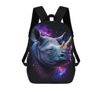 sinyumoney 3D Printed 17inch Outdoor Casual Daypack Cute Travel Kids School Backpack Galactic Rhino Portrait-10 Fashion Casual Children Bags for Boys Elementary School