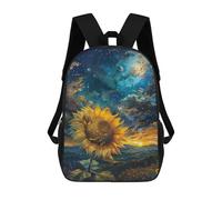 sinyumoney 3D Printed 17inch Outdoor Casual Daypack Cute Travel Kids School Backpack Galactic Sunflower Bloom -1 Fashion Casual Children Bags for Boys Elementary School