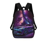 sinyumoney 3D Printed 17inch Outdoor Casual Daypack Cute Travel Kids School Backpack Galaxy Sports Car Fashion Casual Children Bags for Boys Elementary School