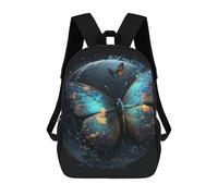sinyumoney 3D Printed 17inch Outdoor Casual Daypack Cute Travel Kids School Backpack Glowing Butterfly Art Print Fashion Casual Children Bags for Boys Elementary School