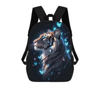 sinyumoney 3D Printed 17inch Outdoor Casual Daypack Cute Travel Kids School Backpack Glowing Tiger with Butterflies Fashion Casual Children Bags for Boys Elementary School
