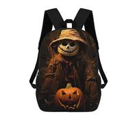 sinyumoney 3D Printed 17inch Outdoor Casual Daypack Cute Travel Kids School Backpack Halloween Pumpkin Man Fashion Casual Children Bags for Boys Elementary School