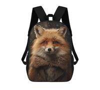 sinyumoney 3D Printed 17inch Outdoor Casual Daypack Cute Travel Kids School Backpack Happy Winter Smiling Fox Fashion Casual Children Bags for Boys Elementary School