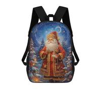 sinyumoney 3D Printed 17inch Outdoor Casual Daypack Cute Travel Kids School Backpack Happy Xmas Santa Claus Fashion Casual Children Bags for Boys Elementary School