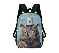 sinyumoney 3D Printed 17inch Outdoor Casual Daypack Cute Travel Kids School Backpack Hippos in The Bathroom Fashion Casual Children Bags for Boys Elementary School