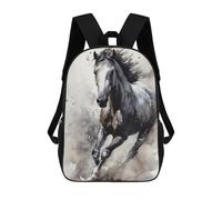 sinyumoney 3D Printed 17inch Outdoor Casual Daypack Cute Travel Kids School Backpack Horse Watercolors Fashion Casual Children Bags for Boys Elementary School