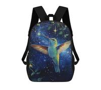 sinyumoney 3D Printed 17inch Outdoor Casual Daypack Cute Travel Kids School Backpack Hummingbird Night Sky Art Print Fashion Casual Children Bags for Boys Elementary School