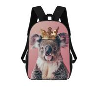 sinyumoney 3D Printed 17inch Outdoor Casual Daypack Cute Travel Kids School Backpack Koala King Pastel Crown Fashion Casual Children Bags for Boys Elementary School