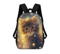 sinyumoney 3D Printed 17inch Outdoor Casual Daypack Cute Travel Kids School Backpack Magical Glowing Kitten Fashion Casual Children Bags for Boys Elementary School