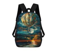 sinyumoney 3D Printed 17inch Outdoor Casual Daypack Cute Travel Kids School Backpack Magical Hot Air Balloon Flight Fashion Casual Children Bags for Boys Elementary School