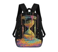 sinyumoney 3D Printed 17inch Outdoor Casual Daypack Cute Travel Kids School Backpack Melting Time Hourglass Fashion Casual Children Bags for Boys Elementary School