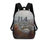 sinyumoney 3D Printed 17inch Outdoor Casual Daypack Cute Travel Kids School Backpack Montreal Art Canada Fashion Casual Children Bags for Boys Elementary School