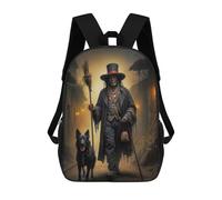 sinyumoney 3D Printed 17inch Outdoor Casual Daypack Cute Travel Kids School Backpack Mystical Papa Legba Spirit Fashion Casual Children Bags for Boys Elementary School
