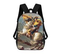 sinyumoney 3D Printed 17inch Outdoor Casual Daypack Cute Travel Kids School Backpack Napoleon Crossing The Alps Fashion Casual Children Bags for Boys Elementary School