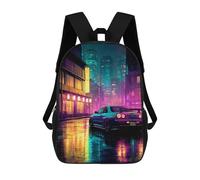 sinyumoney 3D Printed 17inch Outdoor Casual Daypack Cute Travel Kids School Backpack Neon City Nightscape Fashion Casual Children Bags for Boys Elementary School