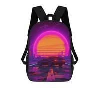 sinyumoney 3D Printed 17inch Outdoor Casual Daypack Cute Travel Kids School Backpack Neon SunsetScene Fashion Casual Children Bags for Boys Elementary School
