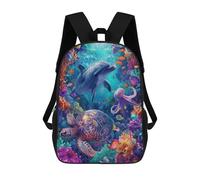 sinyumoney 3D Printed 17inch Outdoor Casual Daypack Cute Travel Kids School Backpack Ocean Life Adventure Fashion Casual Children Bags for Boys Elementary School