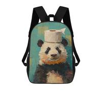 sinyumoney 3D Printed 17inch Outdoor Casual Daypack Cute Travel Kids School Backpack Panda with Toilet Paper Roll on Head Fashion Casual Children Bags for Boys Elementary School