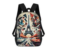 sinyumoney 3D Printed 17inch Outdoor Casual Daypack Cute Travel Kids School Backpack Paris Eiffel Tower 1 Fashion Casual Children Bags for Boys Elementary School