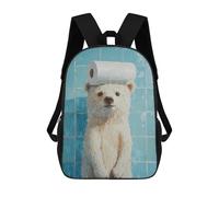 sinyumoney 3D Printed 17inch Outdoor Casual Daypack Cute Travel Kids School Backpack Polar Bear with Toilet Paper Fashion Casual Children Bags for Boys Elementary School