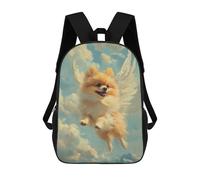 sinyumoney 3D Printed 17inch Outdoor Casual Daypack Cute Travel Kids School Backpack Pomeranian Angel Pet Memorial Tribute Angel Dog Fashion Casual Children Bags for Boys Elementary School