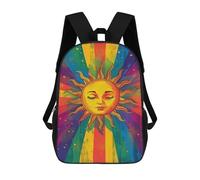 sinyumoney 3D Printed 17inch Outdoor Casual Daypack Cute Travel Kids School Backpack Rainbow Sun Art Print-2 Fashion Casual Children Bags for Boys Elementary School